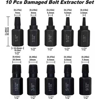 10 részes készlet a sérült csavarok eltávolításához